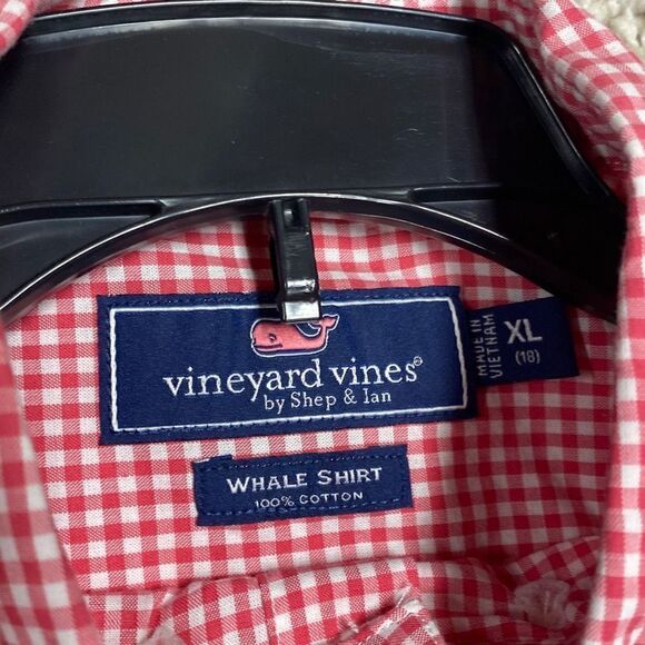 Vineyard Vines By Shep & Ian Red Gingham Long Sleeve Button Down Size XL (18) - Picture 5 of 6